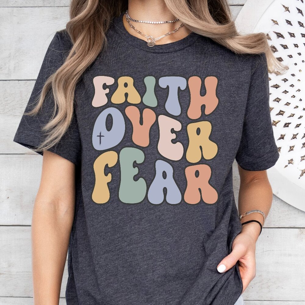 Faith Over Fear Retro Christian Jesus Shirt Unisex Handmade